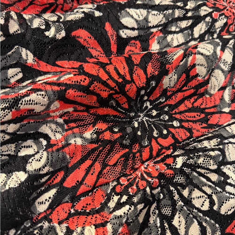 Floral Lace Fabric in Red and Black